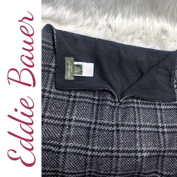 EDDIE BAUER VINTAGE Y2K WOOL HOUNDSTOOTH PLAID PENCIL SKIRT DARK ACEDEMIA, 8 - Picture 5 of 7